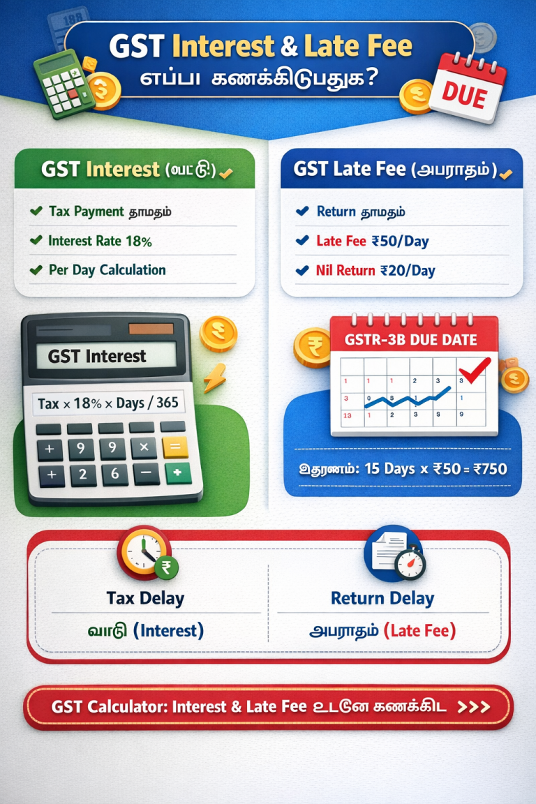 GST Interest Calculation – GST வட்டி எப்படி கணக்கிடப்படுகிறது? (தமிழில்)