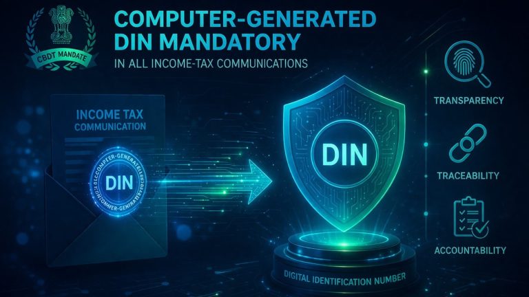 CBDT Mandates Use of Computer-Generated DIN on Income Tax Communications; Effective April 2026