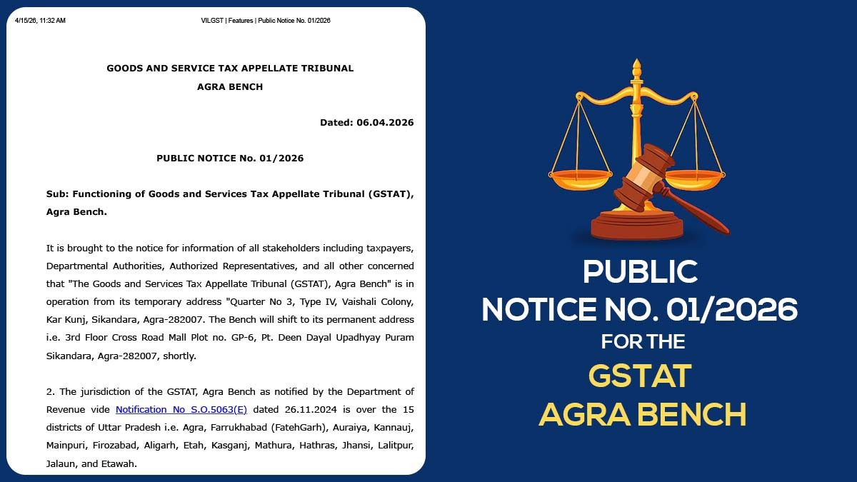 Public Notice No. 01/2026 for the GSTAT Agra Bench