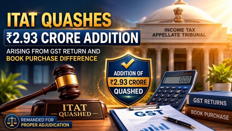 ITAT Quashes Rs 2.93 Crore Income Tax Addition Arising from GST Return and Book-Purchase Difference