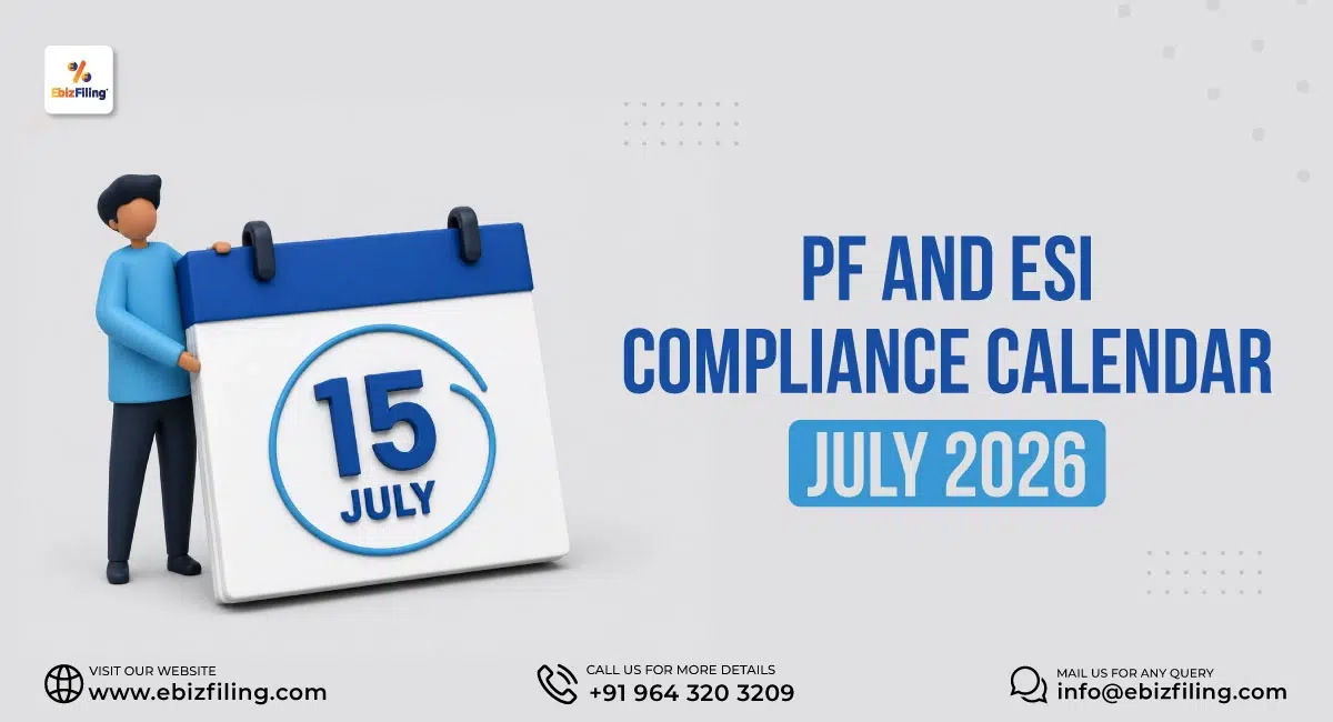 PF and ESI Compliance Calendar July 2026 with important filing due dates