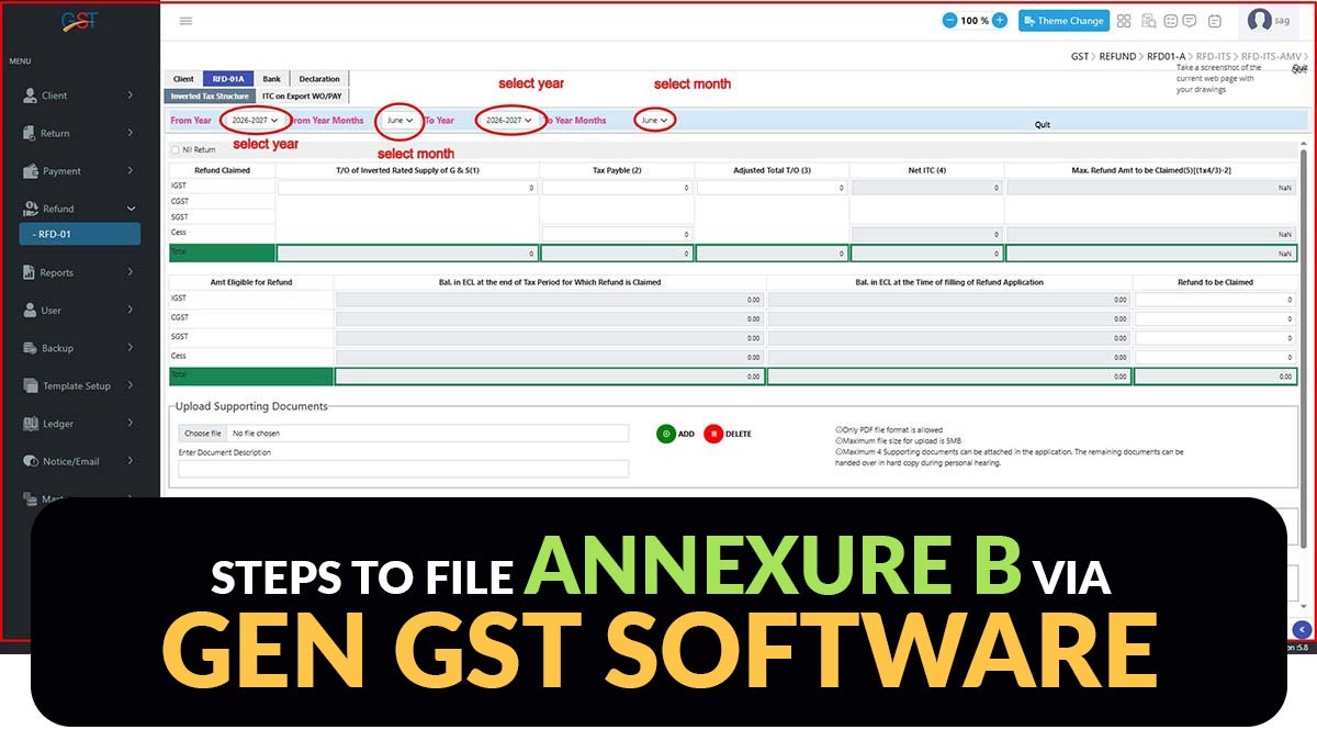 Annexure B Filing in Refund Form Using Gen GST Software