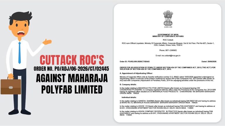 ROC Imposes Penalty on Maharaja Polyfab Ltd. U/S 450