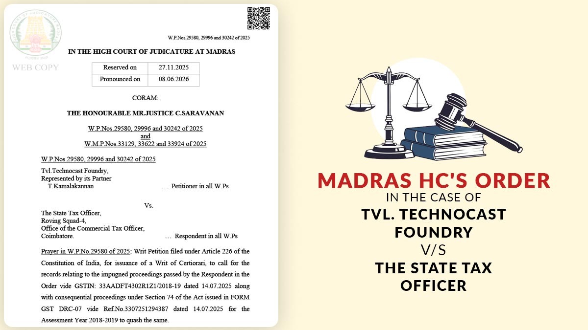 Madras HC Grants 30 Days to Reply in GST Sec. 74 Case Over Missing Job Work Return Records
